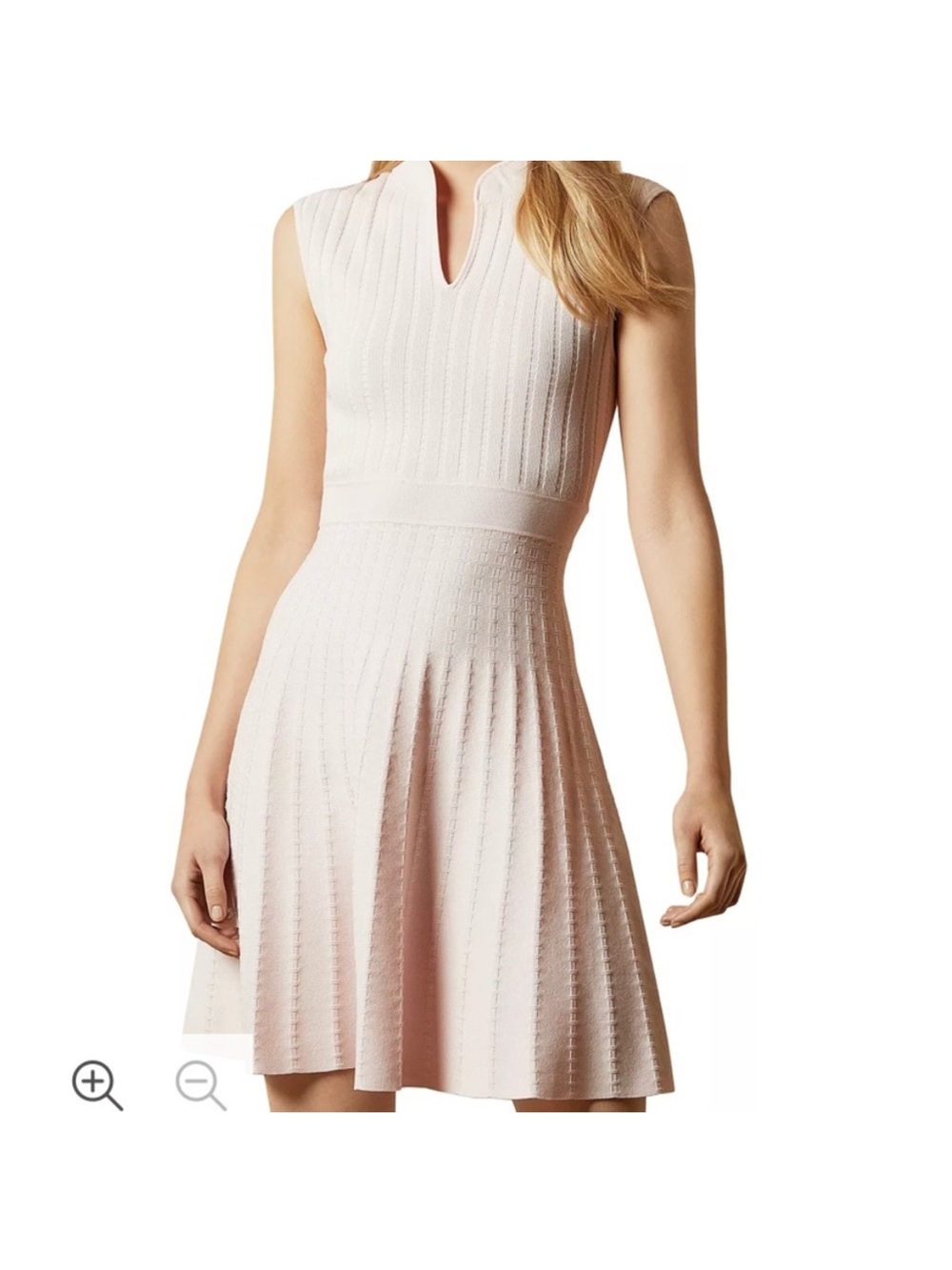 Ted Baker London Pink Sharnn Ribbed Knit Fit & Flare Skater Dress Size 1 XS